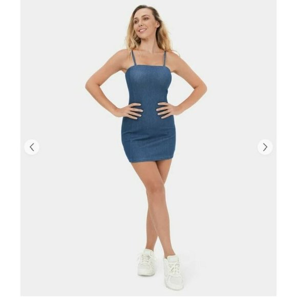 Halara Adjustable & Removable Strap Backless Bodycon Stretchy Denim Mini Medium - Picture 3 of 10